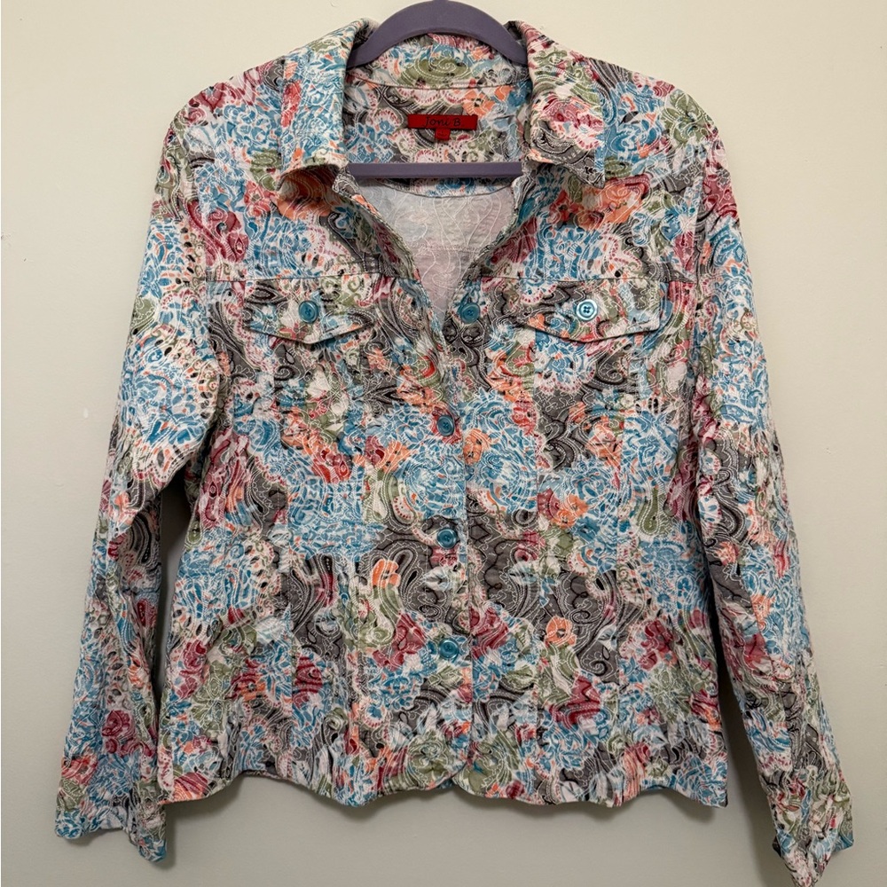 Colorful Floral Button-Up Jacket